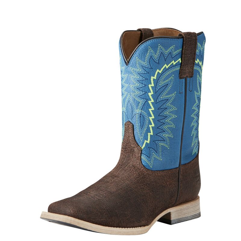 Ariat Western: Relentless Elite Botas Western Niños - Chocolate / Azules (HWXCV1503)